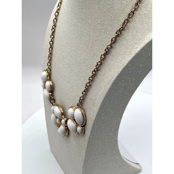 Gold Tone Chain Necklace With White Oval Beads & Lobster Claw Clasp - Picture 4 of 7